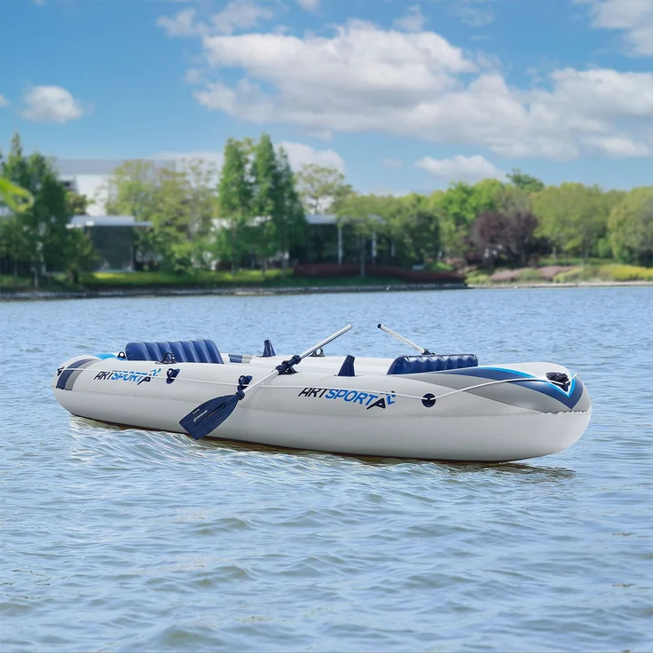 ArtSport Schlauchboot 330 cm für 4 Personen – Paddelboot aufblasbar mit 2 Sitzbänken – Ruderboot PVC mit Luftpumpe, Paddel, Tasche & Reparaturset – Bild 6