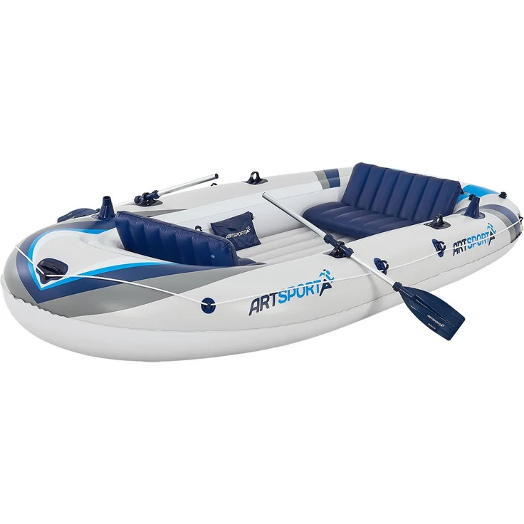 ArtSport Schlauchboot 330 cm für 4 Personen – Paddelboot aufblasbar mit 2 Sitzbänken – Ruderboot PVC mit Luftpumpe, Paddel, Tasche & Reparaturset – Bild 1