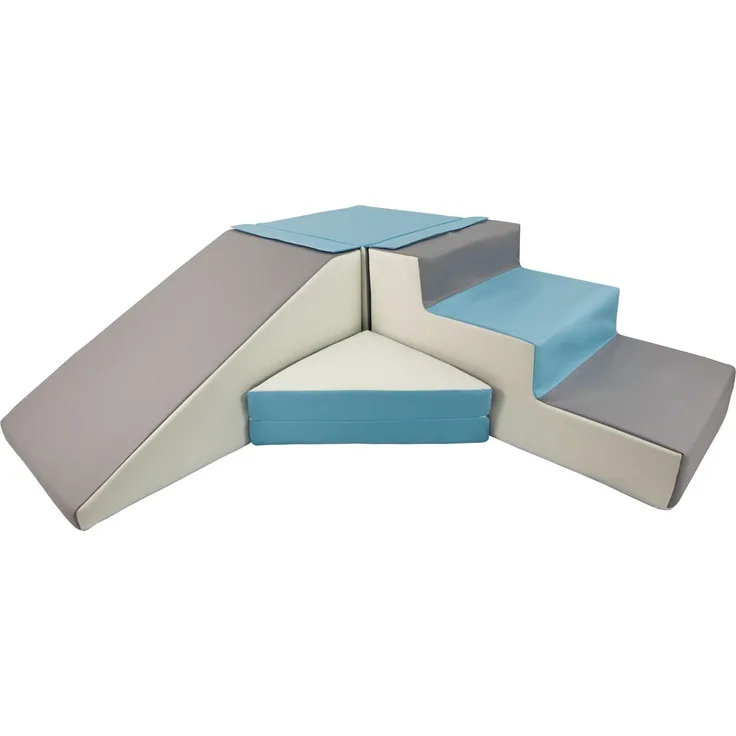 4 Großbausteine Schaumstoffbausteine Spielbausteine Bauklötze Rutsche-Set (Farbe: weiß, hellblau, grau)