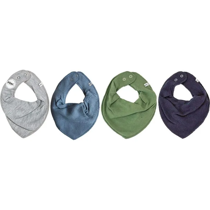 Pippi * 4er Set Baby Dreieckstuch Halstuch Lätzchen 4 Stück * grau blau oliv navy