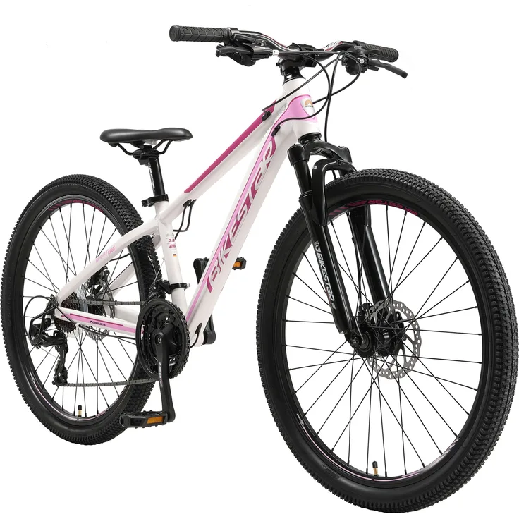 BIKESTAR Alu Mountainbike 26 Zoll | 21 Gang Hardtail Sport MTB 13 Zoll Rahmen Scheibenbremse Federgabel | Weiß Pink - Preisvergleich