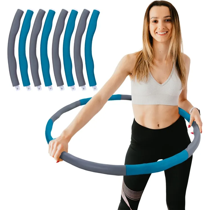 Hula Hoop Fitness Reifen 8 Teile gepolstert Durchmesser einstellbar Grau Blau