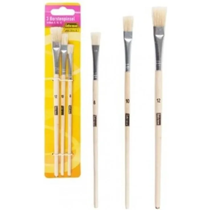 Idena 626055 Borstenpinsel 3er set Größe81012