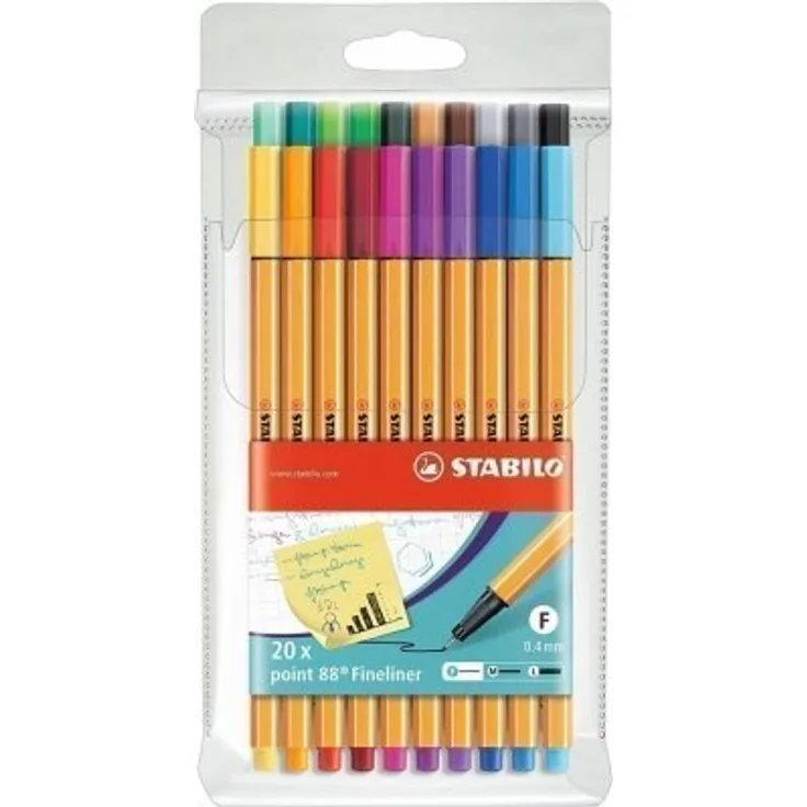 STABILO Fineliner point 88 - 20er Pack - mit 20 verschiedenen Farben