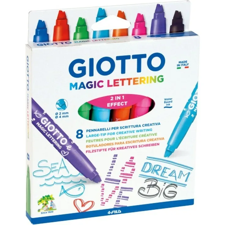 Giotto Magic Lettering Fasermaler mit 2 verschiedenen Spitzen 8 Stück