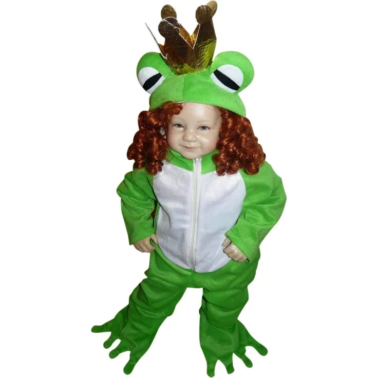 Froschkönig-Kostüm, Sy12 Gr. 86-92, für Klein-Kinder, Babies, Frosch-König Kostüme Fasching Karneval, Kleinkinder-Karnevalskostüme, Kinder-Faschingskostüme, Märchen-Kostüm