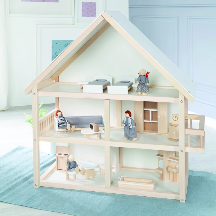 Roba Puppenhaus, Puppenvilla inkl. Puppen und Möbel, Massivholz, natur – Bild 8