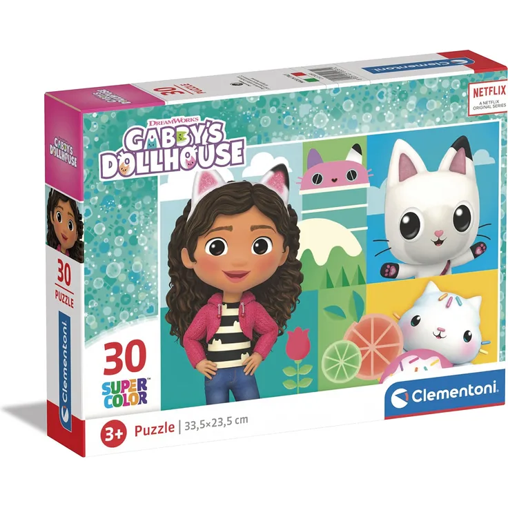 Clementoni 20281 Supercolor Gaby'S Dollhouse-Puzzle 30 Teile Ab 3 Jahren, Buntes Kinderpuzzle Mit Besonderer Leuchtkraft & Farbintensität, Geschicklichkeitsspiel Für Kinder