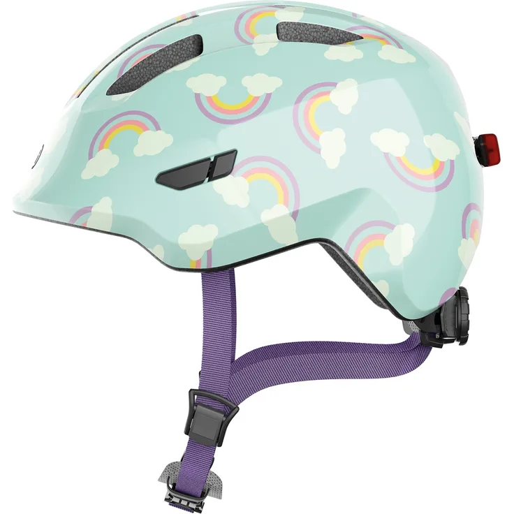 ABUS Smiley 3. 0 LED Kinder Fahrradhelm blue rainbow S