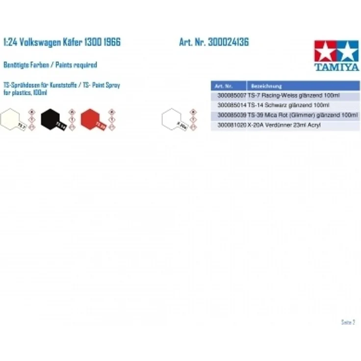 Tamiya Volkswagen 1300 Beetle 1966 Model 1:24 (300024136) – Bild 2