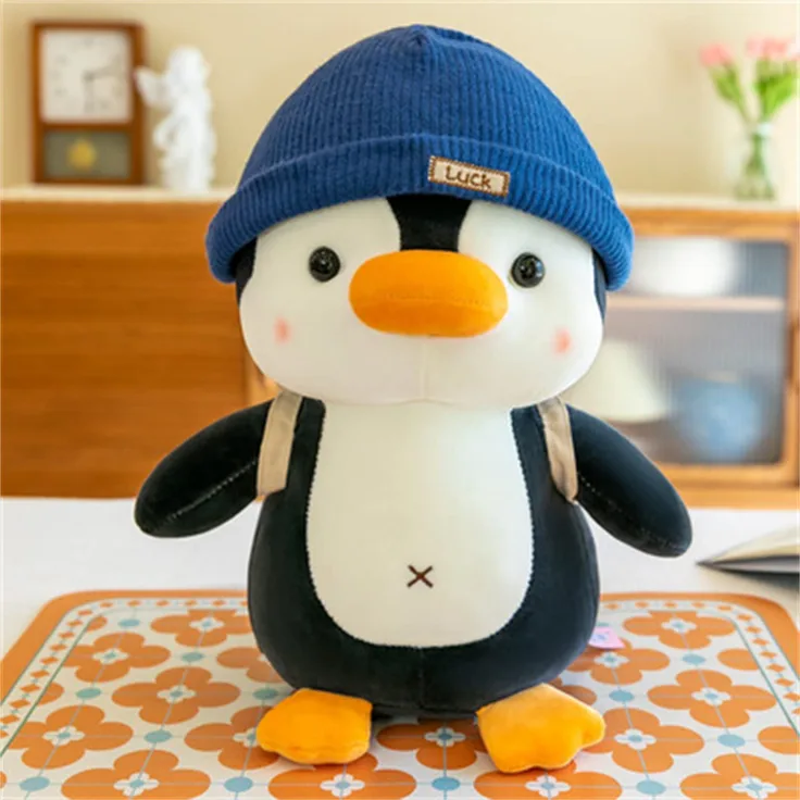 SWECOMZE Kuscheltier Pinguin Plüschtier für Mädchen, Jungen & Babys - Flauschiges Stofftier zum Kuscheln & Spielen, Pinguin Stofftier Schmusetier Geschenk (Blau,35cm)