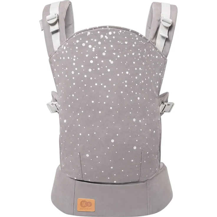 Kinderkraft Babytrage NINO CONFETTI, Rückentrage, Bauchtrage für Säuglinge und Kleinkinder, Baby Carrier, Kindertrage, Ergonomisch, aus Baumwolle, ab 3 Monate bis 20 kg, Grau – Bild 1