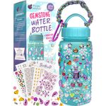 PURPLE LADYBUG Wasserflaschen Bastelset mit Strass Edelstein Aufklebern - Trinkflasche Kinder zum Selbstgestalten - Geschenk für Mädchen von 6 7 8 9 10 11 12 Jahren - Geschenk Mädchen 6 Jahre