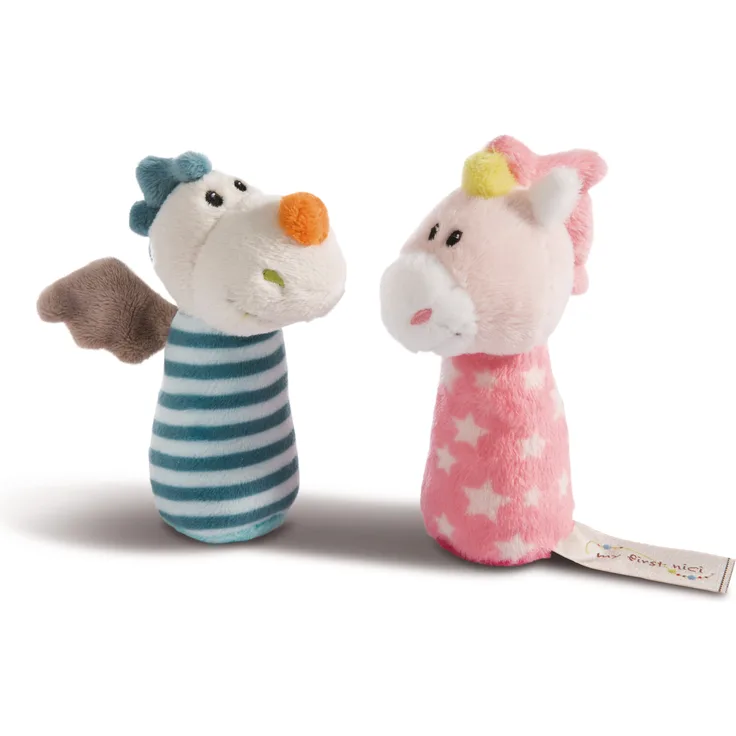 Nici 43702 Sort. Mini Greifling Einhorn & Drache, 2 Designs
