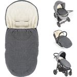 Zamboo Universal Fußsack für Babyschale, Kinderwagen Wanne und Buggy - 2in1 Winterfußsack und Sitzauflage aus kuscheligem Fleece, Baby Fusssack mit Kapuze und Tasche - Grau