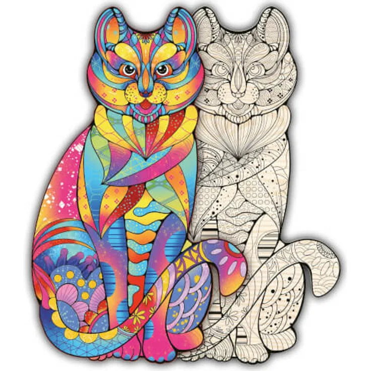 Artefakt Holzpuzzle 2 in 1 Katze, 160 Teile in magnetischer Klappschachtel