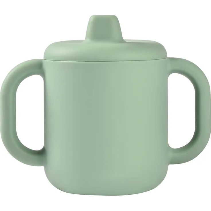 Béaba, Trinklernbecher für Babys, mit Fläschchen/Tasse, 100% hochwertiges Silikon, große Griffe, erleichtert die Handhabung, ergonomisch, geschmeidiger Mund, Salbeigrün, 913544