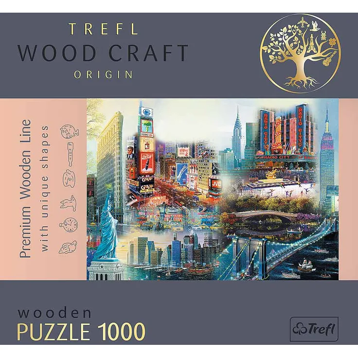 Trefl TR20147 1000 Teile, Wood Craft, unregelmäßige Formen, 100 Figuren amerikanischer Denkmäler und Symbole, modernes Premium - Preisvergleich