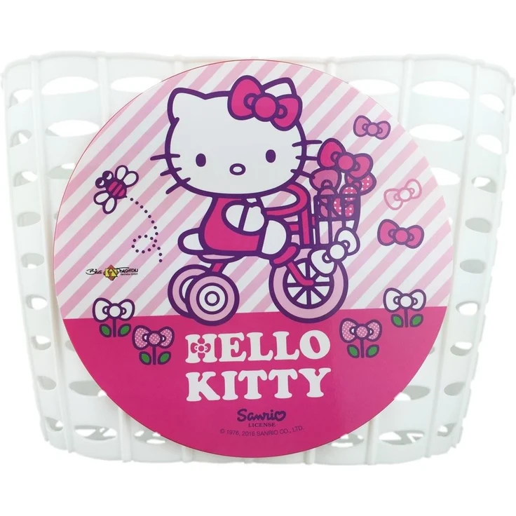 BIKE FASHION Kinderkorb Mit Lasche zur Lenkerbefestigung, Kunststoff, verschieden bunte Motive "Hello Kitty" , weiß und – Bild 1