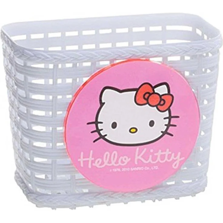 BIKE FASHION Kinderkorb Mit Lasche zur Lenkerbefestigung, Kunststoff, verschieden bunte Motive "Hello Kitty" , weiß und – Bild 2