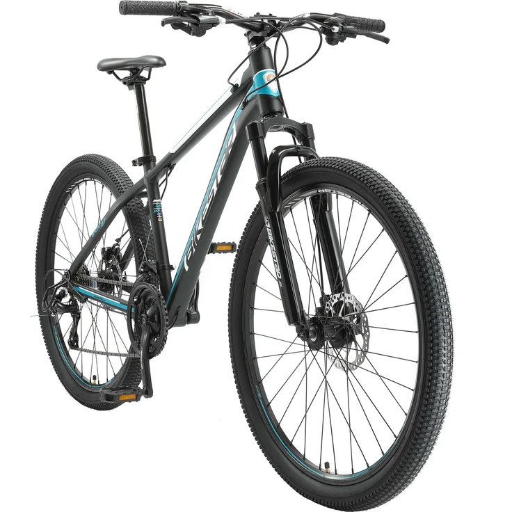 BIKESTAR Alu Mountainbike 27. 5 Zoll | 21 Gang Hardtail Sport MTB 16 Zoll Rahmen Scheibenbremse Federgabel | Schwarz Blau
