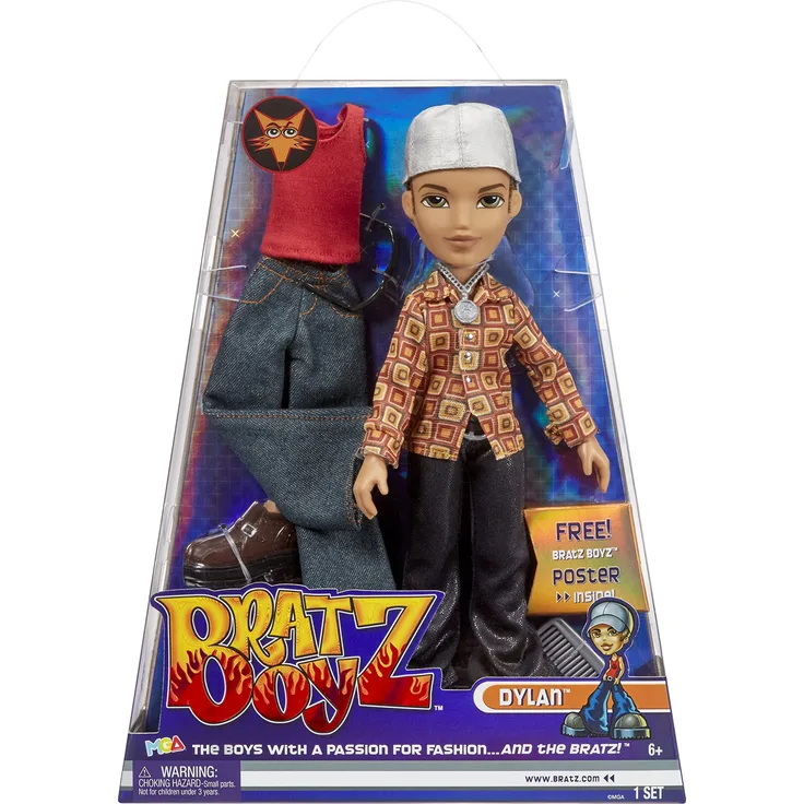 Bratz Original Jungen Modepuppe - Dylan - Zwei Outfits, Mode-Accessoires, holografische Verpackung & Poster - Für Kinder & Sammler ab 4 Jahren