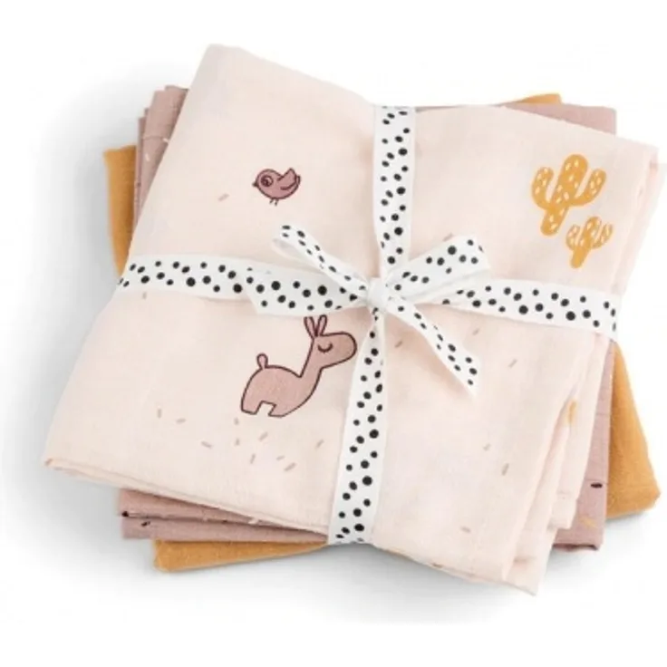 Done by Deer Spucktuch 3-Pack 70x70cm Lalee rosa