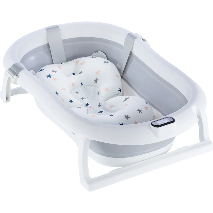 moovkee. Baby Badewanne Faltbar mit Thermometer und Badekissen - Faltbare Badewanne Baby 80 cm - Babywanne Einsatz - Babybadewanne Neugeborene Baby Wanne Set Neugeboren - Baby Bathtub - Baby Bath Seat