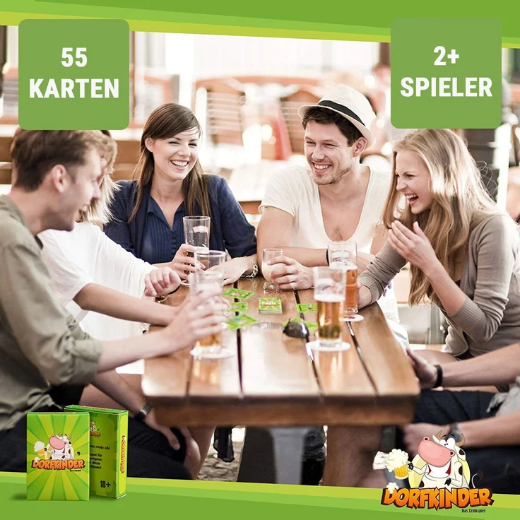 Dorfkinder Trinkspiel 55 Karten Spieler: 2-8 Alter: ab 18 Grün – Bild 2