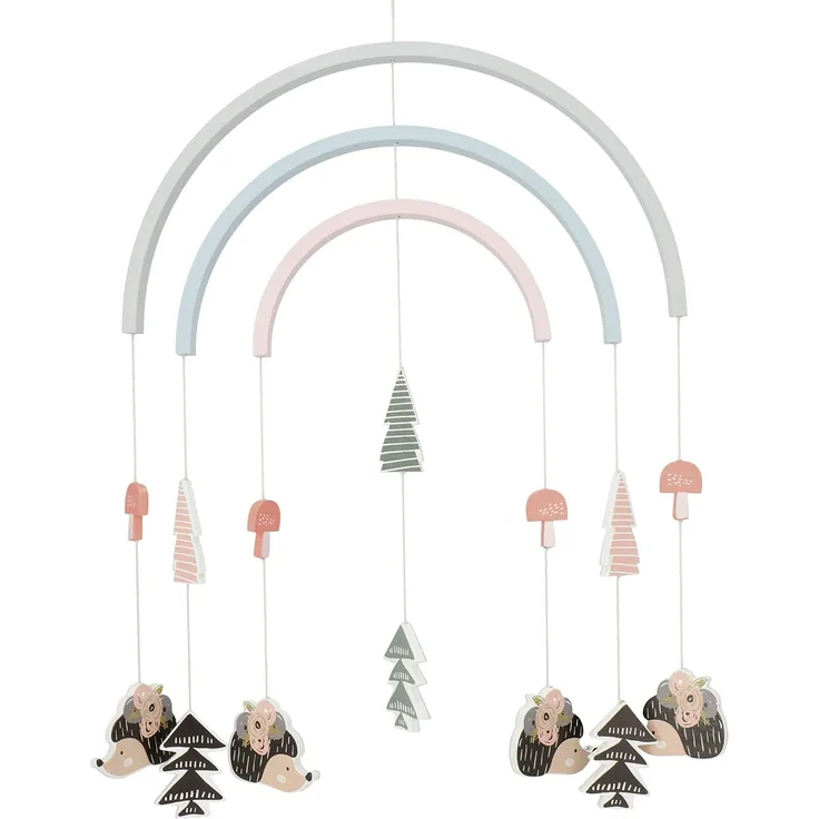 Bieco Baby Mobile Ø ca. 28,5 cm | Edition Igel aus Holz | Mobile Baby Mädchen/Mobile Baby Junge | Babybett Spielzeug | Mobile Baby Holz | Geeignet Als Mobile Wickeltisch, Kinderbett, Wiege etc.