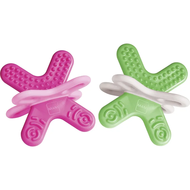 MAM 99969822 - Bite & Relax 4+, Phase 2, Beißring, Doppelpack, für Mädchen