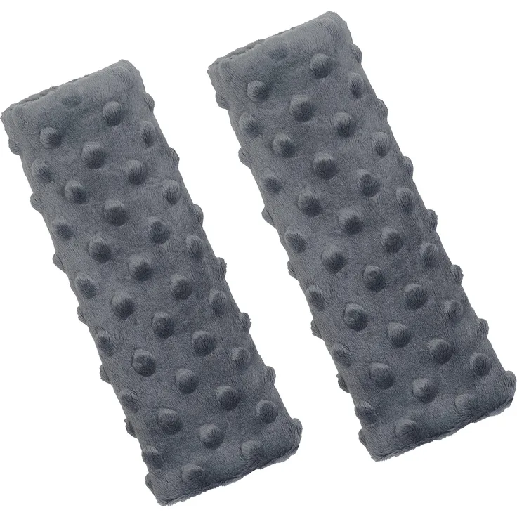 Balbina 2 Stück Gurtpolster Auto, Schulterpolster Erwachsene Kinder, Babyschale einsetzbar als Schoner für Kinderwagen Rucksäcke, Minky-Stoff universal 7 x 21 cm, Dunkelgrau