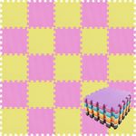 qqpp® 18 Puzzle Eva Schaumstoff Puzzlematte Puzzleteppich Kinder - Krabbelmatte Spielmatte Baby Schadstofffrei Sport rutschfest Bodenschutzmatte Fitness Matte. Pink, Gelb. QQC-CEb18N