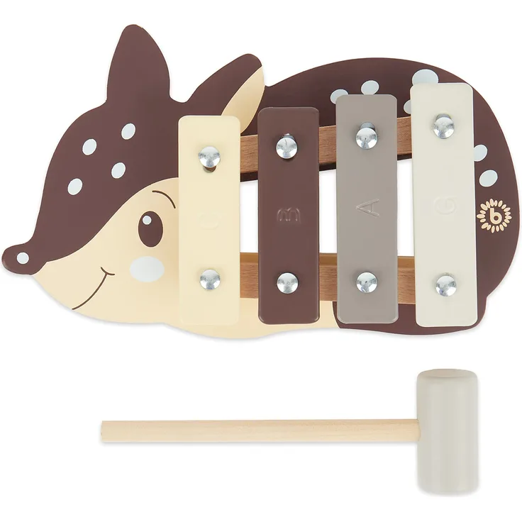 Bieco Kinder Xylophon in REH-Design | Musikinstrumente für Kinder ab 1 Jahr | Süßes Musikspielzeug Baby | Glockenspiel für Kinder mit Schlägel | Xylophon Kinder 1 Jahr | Baby Musikinstrumente