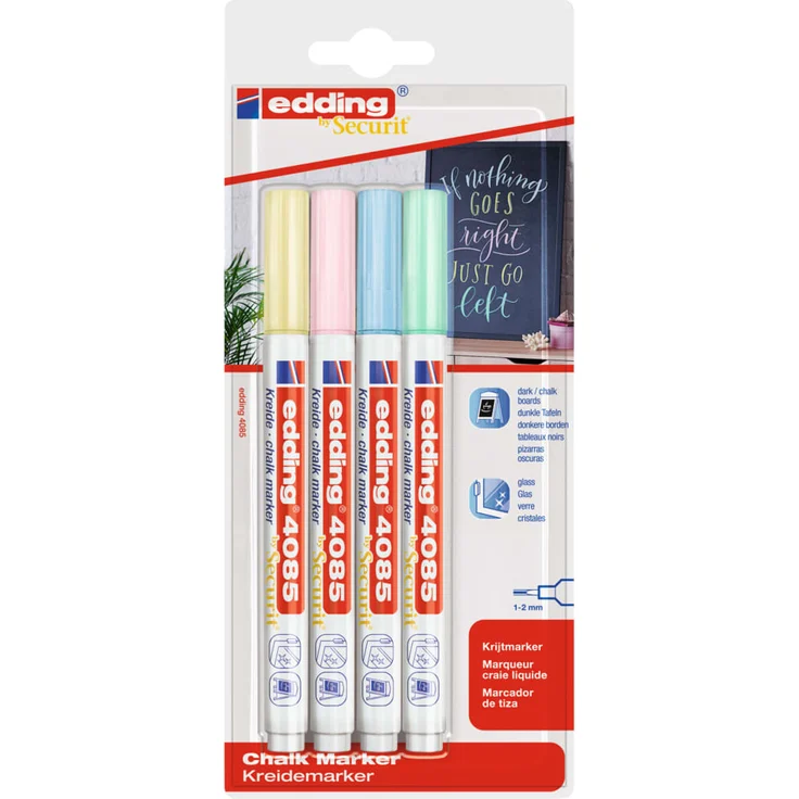 Edding e-4085/4 4-4085-4-1PAS Kridtmarker Pastelblå Pastelgul Pastelgrøn Pastelrosa 1 mm 2 mm 4 stk - Preisvergleich – Bild 2