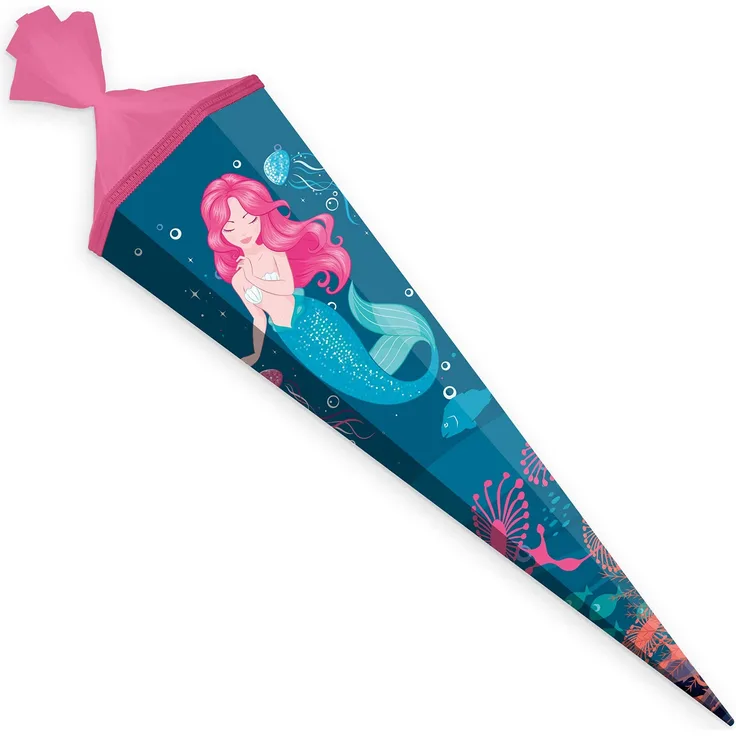 itenga Schultüte 85cm groß Meerjungfrau 6eckig Einschulung Schulanfang - Zuckertüte für Mädchen