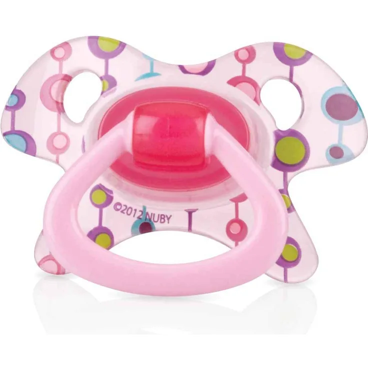 Nuby ID5718SOSMPINK Beruhigungssauger Geo, orthodontisch, 0-6 Monate, pink