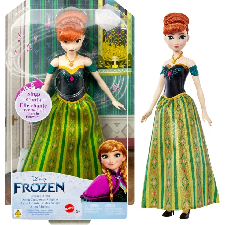 Disney Frozen Spielzeug, singende Anna-Puppe in charakteristischer Kleidung, singt Zum ersten Mal in Forever aus dem Disney-Film Die Eiskönigin, Geschenke für Kinder, HLW56