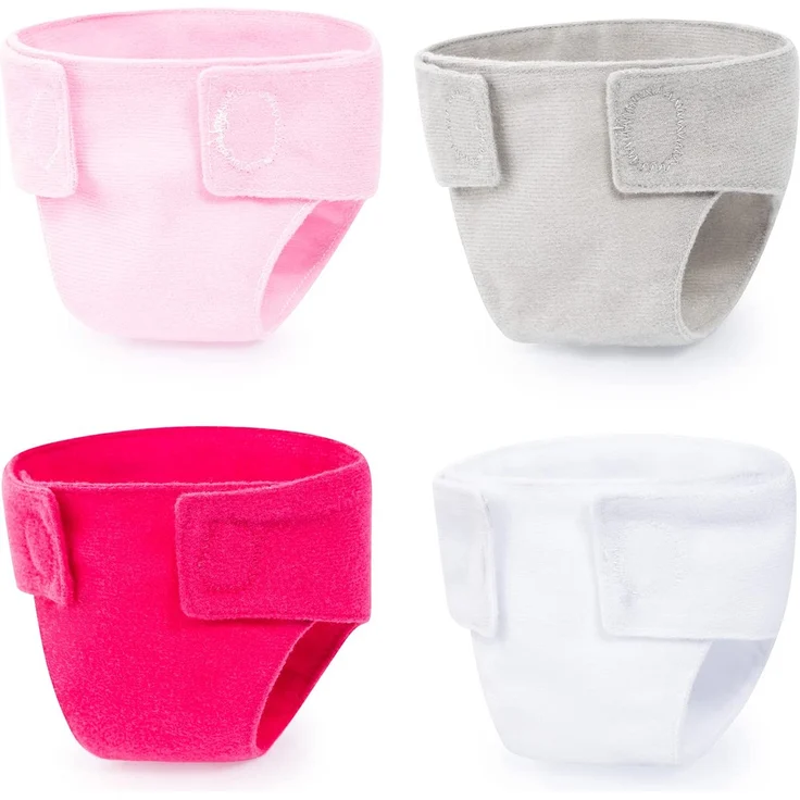 Bayer Design - 73098AA, Pupppen Stoffwindeln 4 Stück, rosa, weiß, grau – Bild 1