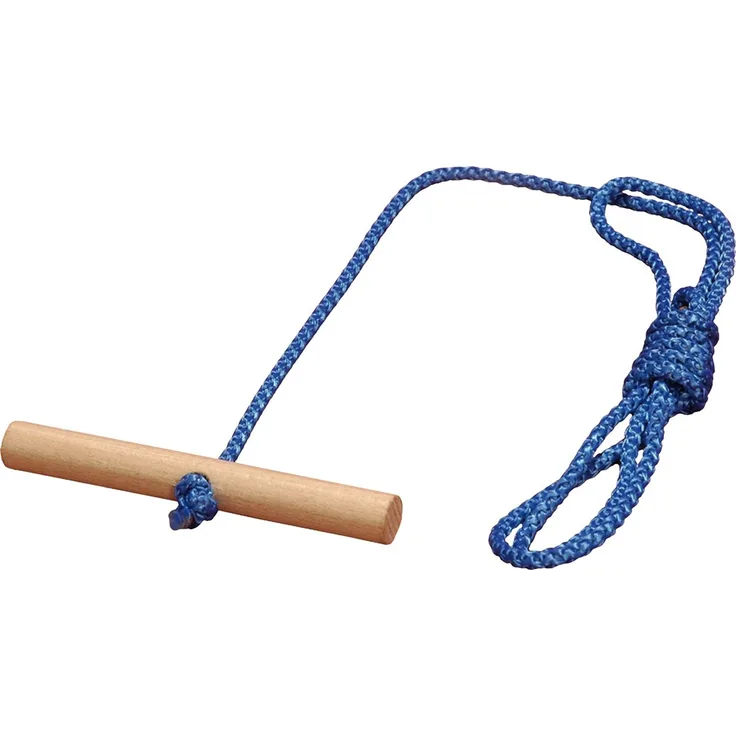 Schlittenleine blau mit Holzgriff 120cm Schlittenseil Zugseil Leine Seil Kordel
