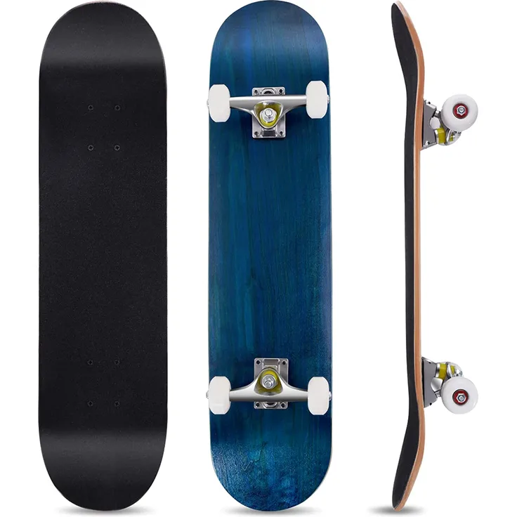 COSTWAY Skateboard mit ABEC-7 Kugellager 79x20cm Minicruiser Komplettboard Ahornholz Blau