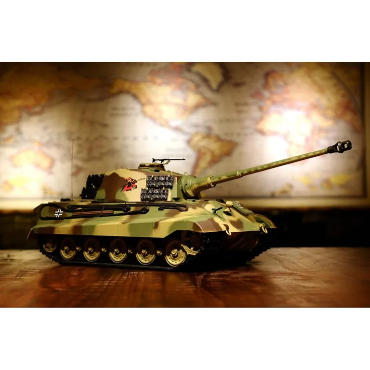 RC Panzer "Deutscher Königstiger - Henschelturm" 1:16 Heng Long mit Rauch und Sound, Metallgetriebe+Metallketten+2,4Ghz -V 6. 0 - PRO
