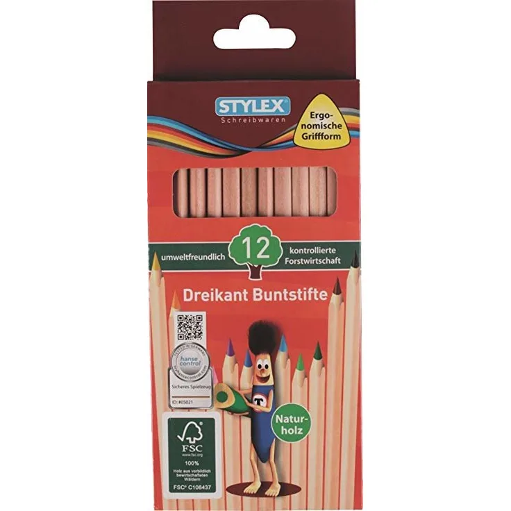 Stylex - 12er Buntstifte Naturholz
