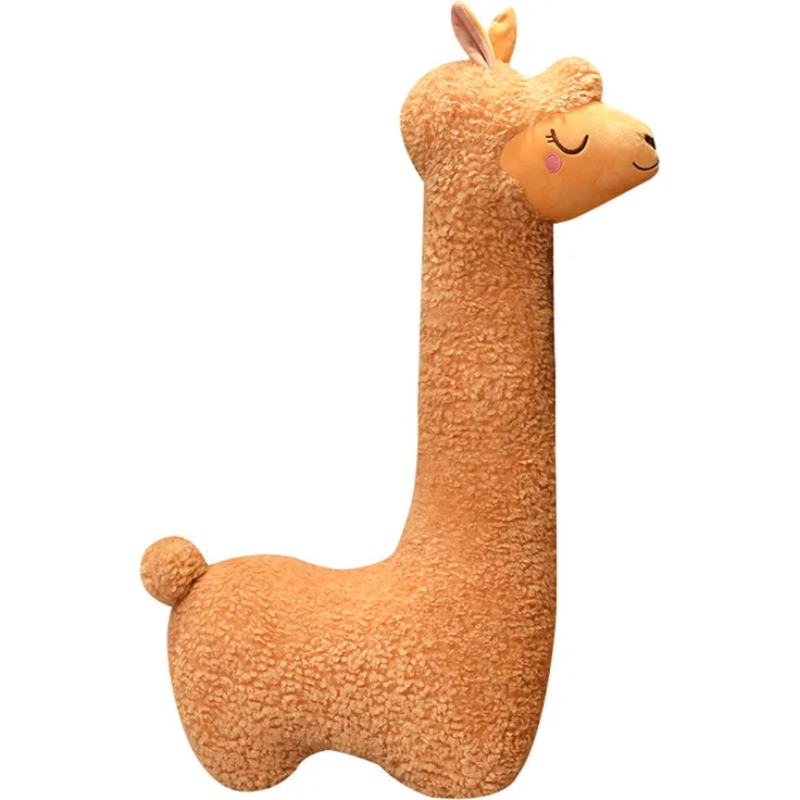 Alpaka Kuscheltier, Alpaka-Plüschtier mit langem Hals, Weiches Alpaka-Kissen-Stofftier, Long Neck Plüschtier, Nettes Alpaka-Plüschtier, Sofakissen Kissen Cartoon Gefüllte Puppen (Braun, 100cm)
