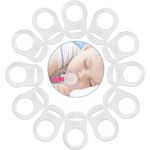 VOARGE 12 Stück Silikonring für Schnullerkette, Baby Silikonring Schnullerhalter für Schnullerketten Transparent Weiche Silikon Baby Dummy Schnuller Clips Halterungen Transparent