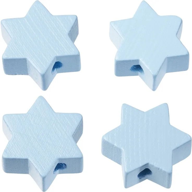 Schnulli-Stern 19,5 x 19,5 x 8 mm, DL 3 mm, hellblau, Btl. 4 St.