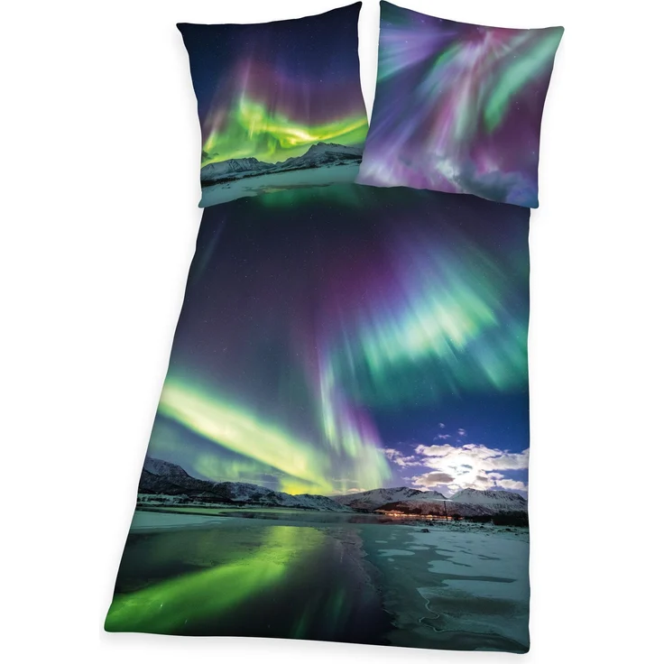 Herding Bettwäsche Polarlichter Digitaldruck 135 x 200cm 100%Baumwolle - Preisvergleich – Bild 1