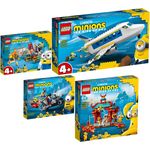 LEGO Minions 4er Set: 75546 Minions in Grus Labor + 75547 Minions Flugzeug + 75549 Unaufhaltsame Motorrad-Jagd + 75550 Minions Kung Fu Tempel