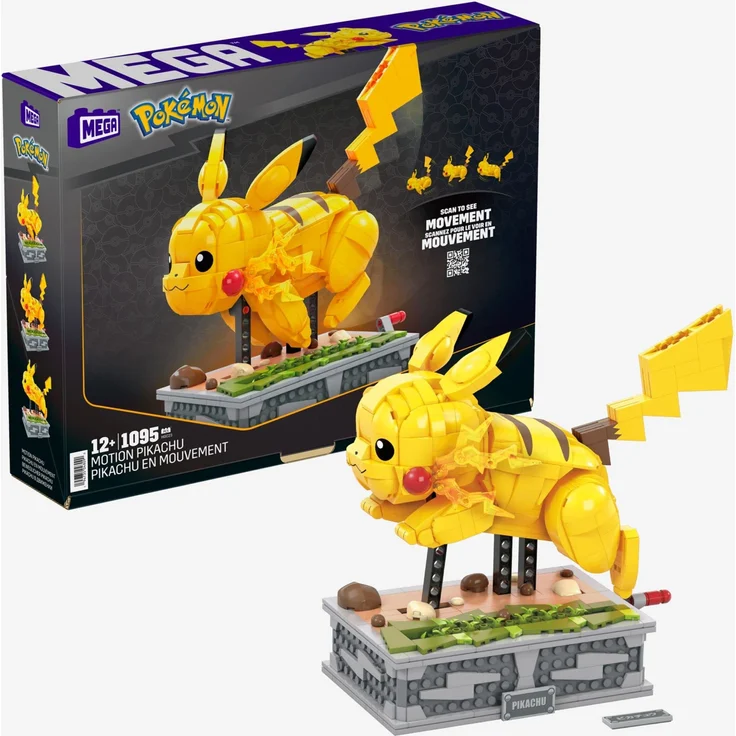 Mega Construx HGC23 - Pokémon Motion Pikachu, bewegliches Bauset, Sammler-Figur mit 1095 Teilen, Konstruktions-Spielzeug für Erwachsene und Kinder ab 12 Jahren – Bild 1