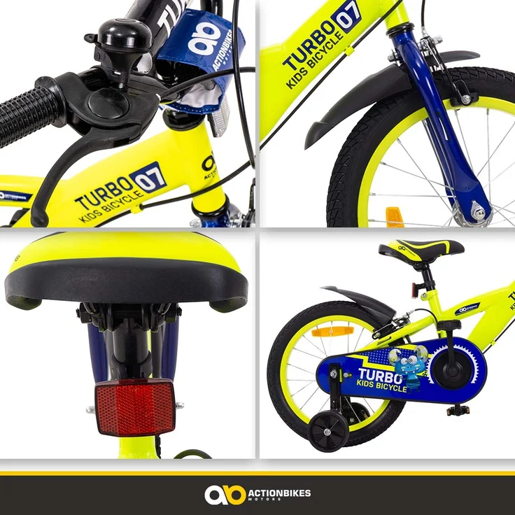 Kinderfahrrad Turbo 16 Zoll Kinder Fahrrad mit Stützrädern gelb blau ab 4 Jahre - Preisvergleich – Bild 20